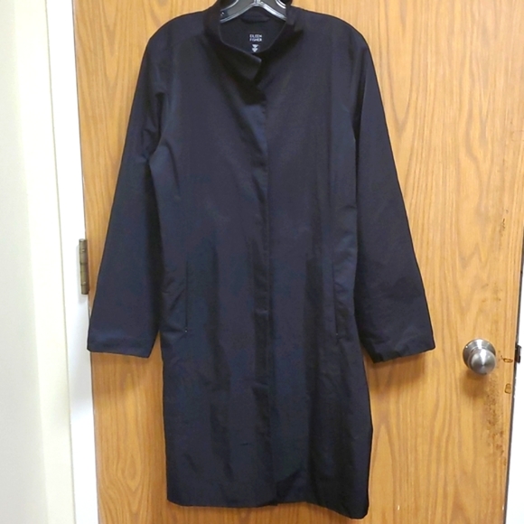 Eileen Fisher black satin coat Sz M - Picture 4 of 10